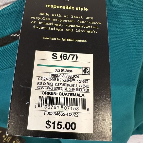 Art Class Kids S (6-7) Graphic Peace Oversized Sweatshirt Green - Picture 6 of 7